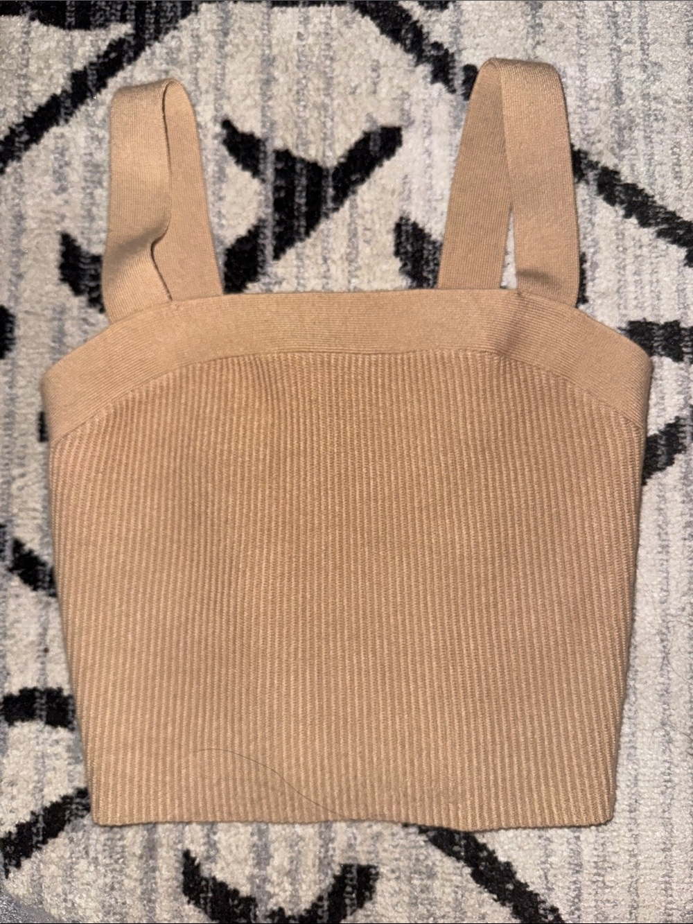 Abercrombie & Fitch Ribbed Square-Neck Crop Tank - Tan